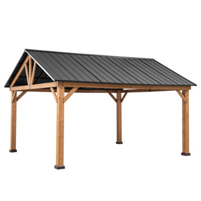 Sunjoy Outdoor Cedar Wood Gazebo Rebra - 465Cm X 404Cm, Anthracite - image 1