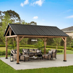 Sunjoy Outdoor Cedar Wood Gazebo Rebra - 465Cm X 404Cm, Anthracite - thumbnail 2