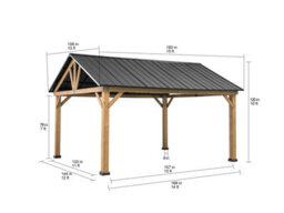 Sunjoy Outdoor Cedar Wood Gazebo Rebra - 465Cm X 404Cm, Anthracite - thumbnail 8