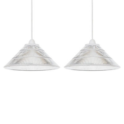 Set Of 2 Fluted Glass Easy Fit Pendant Shade Kitchen Retro Ceiling Lightshades - image 1