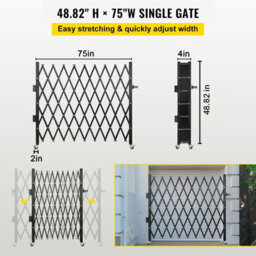 "Vevor Single Folding Security Gate, 75""w X 51.57""h Folding Door Gate, Steel Accordion Security Gate, Scissor Gate" - thumbnail 3