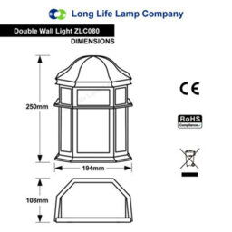 Long Life Lamps Company Vintage Black Outdoor Wall Light Frosted Glass Lantern Zlc080 - thumbnail 2