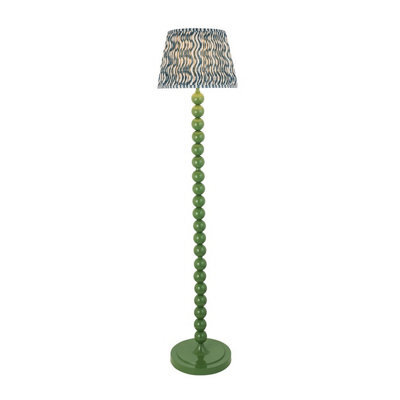 Luminosa Lighting Luminosa Higgledy Gloss Cotswold Green Paint Floor Lamp With Marlin Blue Fabric Ripple Shade 35Cm E27 - image 1
