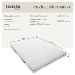 Tectake 2-In-1 Mattress Sky - 2 Firmness Levels, 3D Mesh Surface - 140 X 190 Cm - thumbnail 6