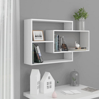 Berkfield Wall Shelf High Gloss White 104X20X58.5 Cm Engineered Wood - image 1