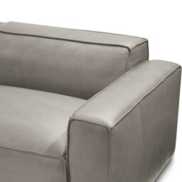 Valencia Nathan Full Aniline Leather Lounge Modular Bed Shape Sofa Light Grey Fsc Pine Wood Top Stitched Seam - thumbnail 4