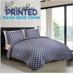 Ameha Printed Duvet Quilt Cover 3 Piece Set Chess Pattern Design Reversible & Skin-Friendly Super King Size (260X220Cm) - thumbnail 1