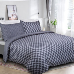 Ameha Printed Duvet Quilt Cover 3 Piece Set Chess Pattern Design Reversible & Skin-Friendly Super King Size (260X220Cm) - thumbnail 6