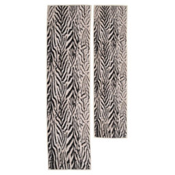 Loomed Zebra Print Cotton Chenille Rug Black White Machine Washable 60Cm X 240Cm - thumbnail 2