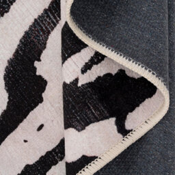 Loomed Zebra Print Cotton Chenille Rug Black White Machine Washable 60Cm X 240Cm - thumbnail 5