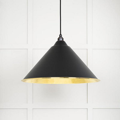 From the Anvil Hammered Brass Hockley Pendant In Elan Black - image 1