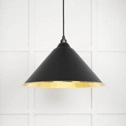 From the Anvil Hammered Brass Hockley Pendant In Elan Black - thumbnail 1