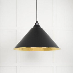 From the Anvil Hammered Brass Hockley Pendant In Elan Black - thumbnail 3