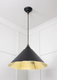 From the Anvil Hammered Brass Hockley Pendant In Elan Black - thumbnail 4