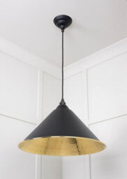 From the Anvil Hammered Brass Hockley Pendant In Elan Black - thumbnail 5