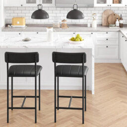 2 Modern Pu Leather Dining Chairs Black - thumbnail 5