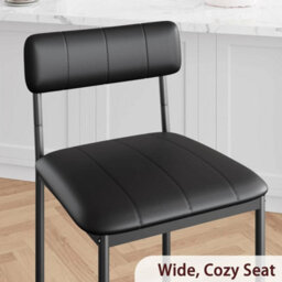 2 Modern Pu Leather Dining Chairs Black - thumbnail 4