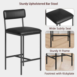 2 Modern Pu Leather Dining Chairs Black - thumbnail 3