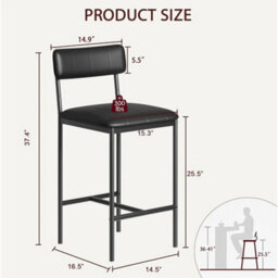 2 Modern Pu Leather Dining Chairs Black - thumbnail 2