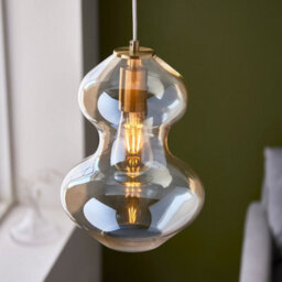 Luminosa Lighting Luminosa Kelda Shaped Dome Pendant Ceiling Light Satin Brass Plate, Champagne Lustre Glass, 1X E27 - thumbnail 5
