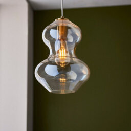 Luminosa Lighting Luminosa Kelda Shaped Dome Pendant Ceiling Light Satin Brass Plate, Champagne Lustre Glass, 1X E27 - thumbnail 4