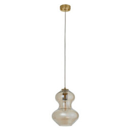 Luminosa Lighting Luminosa Kelda Shaped Dome Pendant Ceiling Light Satin Brass Plate, Champagne Lustre Glass, 1X E27 - thumbnail 7