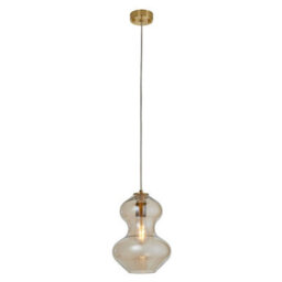 Luminosa Lighting Luminosa Kelda Shaped Dome Pendant Ceiling Light Satin Brass Plate, Champagne Lustre Glass, 1X E27 - thumbnail 6