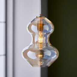 Luminosa Lighting Luminosa Kelda Shaped Dome Pendant Ceiling Light Satin Brass Plate, Champagne Lustre Glass, 1X E27 - thumbnail 2