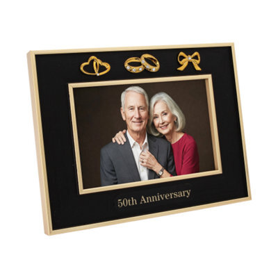 Happy Homewares 50Th Anniversary Picture Frame In Matte Black With Brushed Gold Trim - image 1