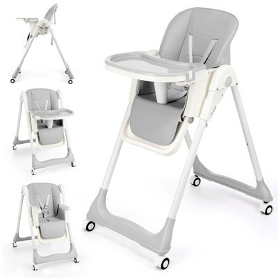 Folding Baby High Chair, Adjustable Toddlers Highchair With 4 Lockable - image 1