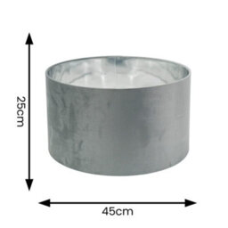 Valuelights Reni Grey Velvet & Silver Inner Drum Ceiling Lamp Shade (D)45Cm - thumbnail 8