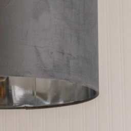 Valuelights Reni Grey Velvet & Silver Inner Drum Ceiling Lamp Shade (D)45Cm - thumbnail 4