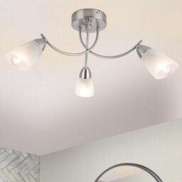 Cosylyte Hallie Bathroom 3 Light Classic Glass Ceiling Light - Brushed Nickel - thumbnail 1