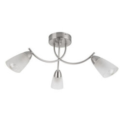 Cosylyte Hallie Bathroom 3 Light Classic Glass Ceiling Light - Brushed Nickel - thumbnail 4