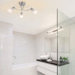 Cosylyte Hallie Bathroom 3 Light Classic Glass Ceiling Light - Brushed Nickel - thumbnail 2