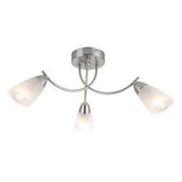 Cosylyte Hallie Bathroom 3 Light Classic Glass Ceiling Light - Brushed Nickel - thumbnail 3
