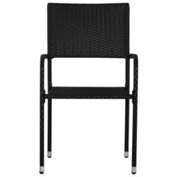 Berkfield Garden Dining Chairs 2 Pcs Stackable Black Poly Rattan - thumbnail 3