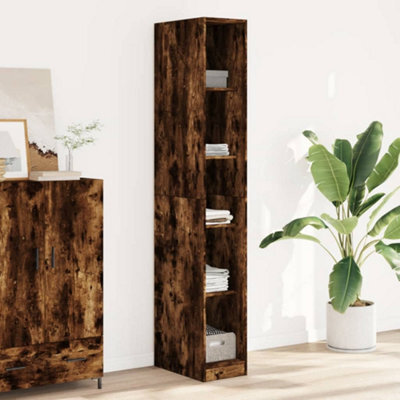 Berkfield Wardrobe Smoked Oak 30X50X200 Cm Engineered Wood - image 1