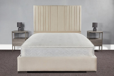 Sloomy Olivia Bed Frame With Sprung Memory Foam Mattress- Cream Plush- Super King - image 1