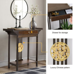 Fativo High Polish Narrow Console Table Hallway Table Entry Decor With Storage Drawer 82Cmh - thumbnail 5