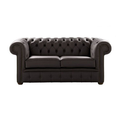 Chesterfield 2 Seater Shelly Havannah Leather Sofa Settee Bespoke In Classic Style - image 1