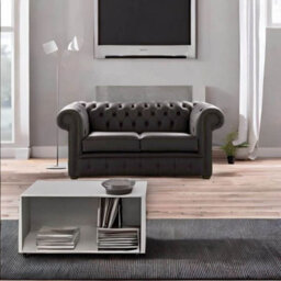 Chesterfield 2 Seater Shelly Havannah Leather Sofa Settee Bespoke In Classic Style - thumbnail 2