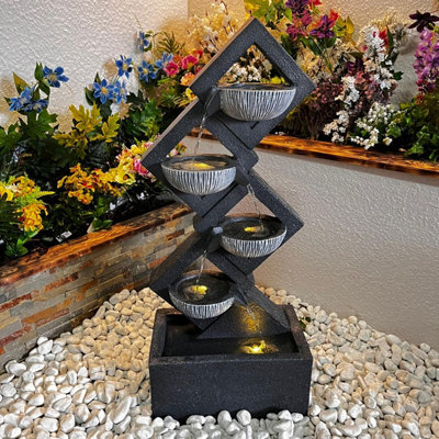 Outdoor Living UK Diamond Pouring Bowls Contemporary Water Feature Without Cover