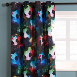 "OHS Football Blackout Eyelet Curtain Panels Pair Of Kids Ring Top, Black - 46X72""" - thumbnail 2