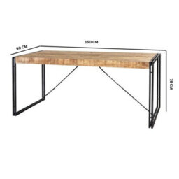 Wyld Haus Toivakka Industrial Reclaimed Wood Dining Table With Iron Edging, 1500mm - thumbnail 3