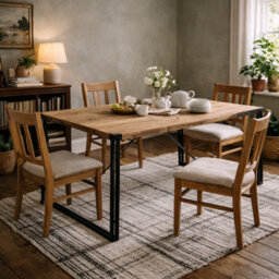 Wyld Haus Toivakka Industrial Reclaimed Wood Dining Table With Iron Edging, 1500mm