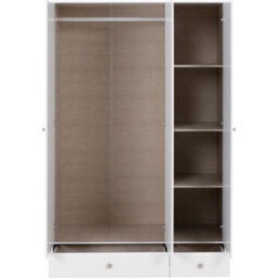 Seconique Denver 3 Door 2 Drawer Mirrored Wardrobe - White Gloss - thumbnail 4