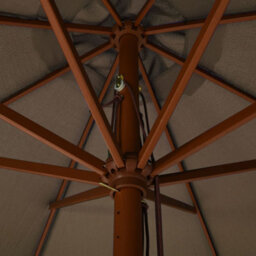 Berkfield Outdoor Parasol With Wooden Pole 330 Cm Taupe - thumbnail 4