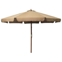 Berkfield Outdoor Parasol With Wooden Pole 330 Cm Taupe - thumbnail 1