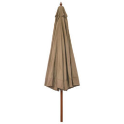 Berkfield Outdoor Parasol With Wooden Pole 330 Cm Taupe - thumbnail 3